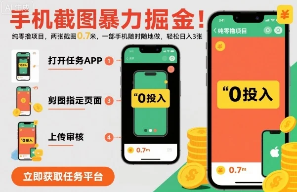 手机截图暴力掘金,两张截图0.7米,一部手机就能做,轻松日入3张【揭秘】-UMuse轻创网
