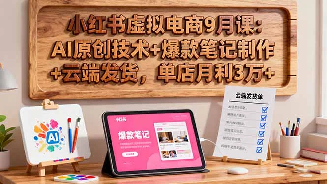 小红书虚拟电商9月课:AI原创技术+爆款笔记制作+云端发货,单店月利3万+-UMuse轻创网