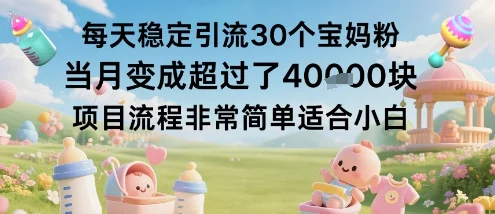 每天稳定引流30个宝妈粉当月变成超过了1W+项目流程非常简单适合小白-UMuse轻创网
