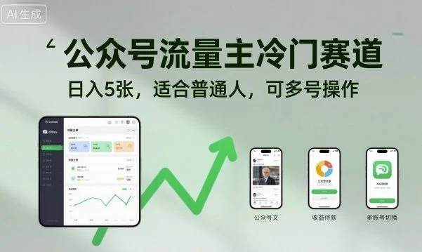 公众号流量主冷门赛道,日入5张,适合普通人,可多号操作-UMuse轻创网